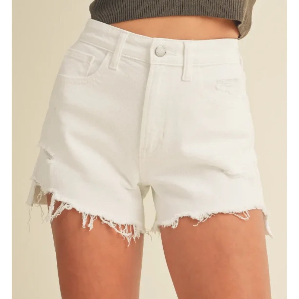 Just USA Taroo‎ White Denim Cut Off Frayed Hem Beach Shorts Women's Small EUC